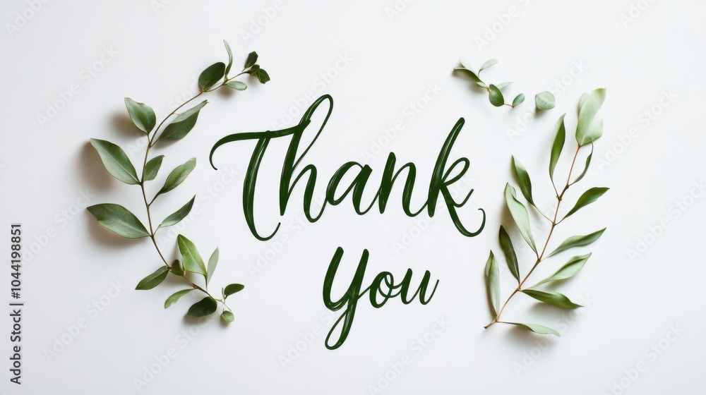 Poster elegant cursive thank you message in a simple font, featuring a green color palette on a clean white