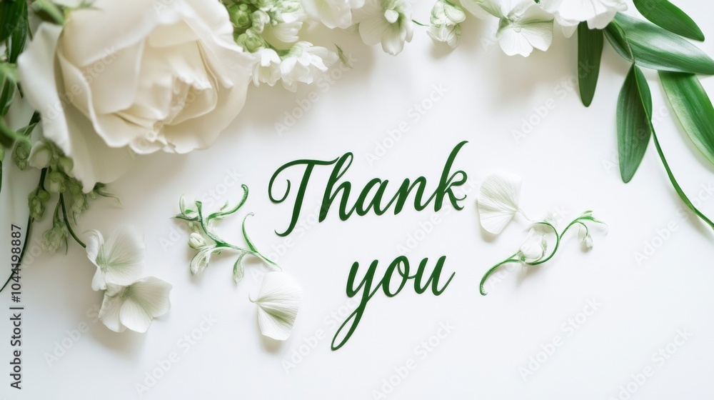 Poster elegant cursive thank you message in a simple font, featuring a green color palette on a clean white