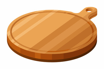 Cutting round wooden board isolated on white