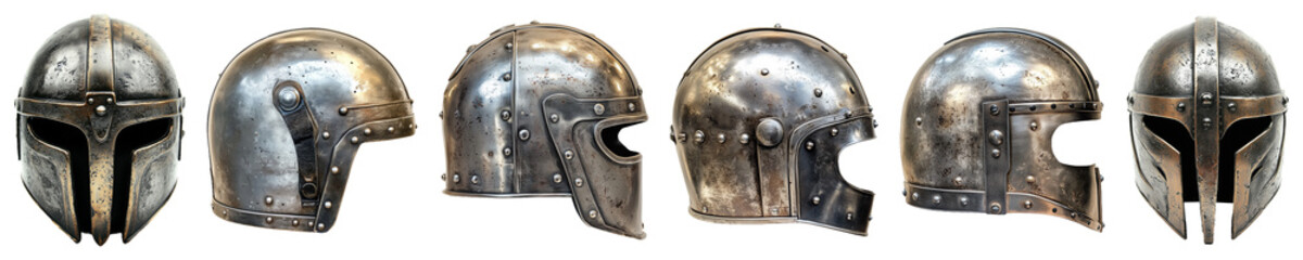 Stylish Vintage Silver Helmet Isolated on Transparent Background Ideal for Product Covers, Social Media Promotions, and Marketing Materials Showcasing Unique Military Gear.