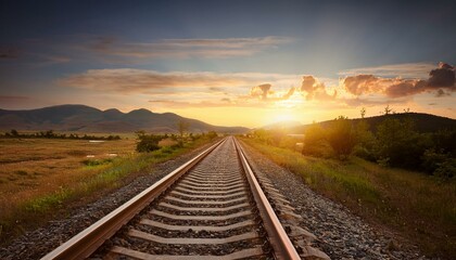 Obraz premium railway in the sunset