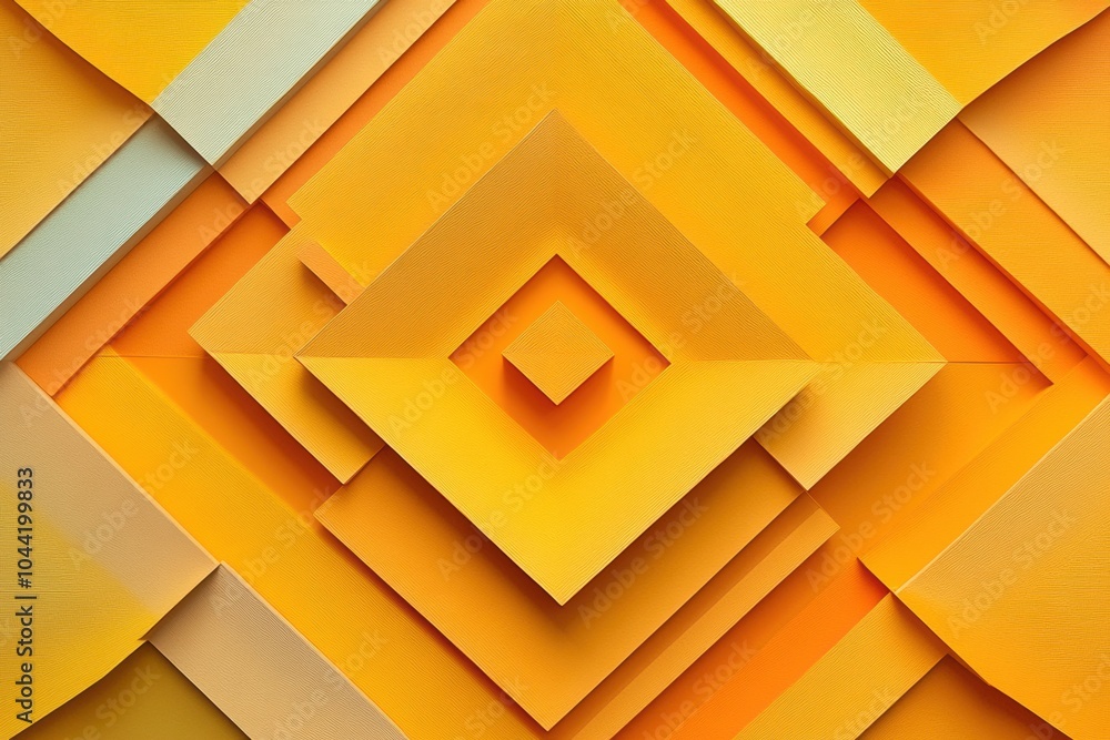 Poster Layered squares and rhombuses in varying shades of yellow create an intricate geometric abstraction that captivates the viewer’s eye. Generative AI