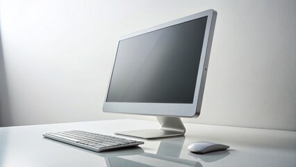 Fototapeta premium Isolated Computer on White Background for Minimalist Conceptual Photography