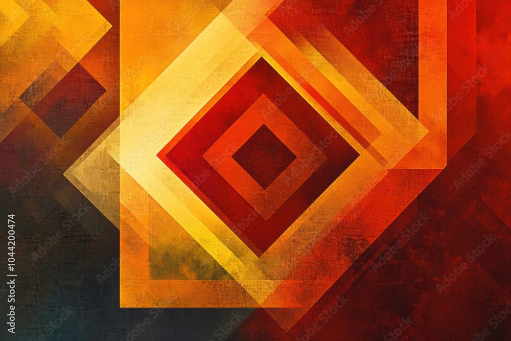 Fototapete Geometric shapes intertwine with rich colors, forming a vibrant abstract design that captivates with its depth and complexity. Generative AI