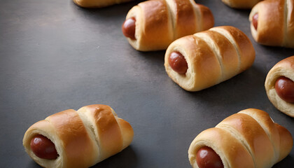 hot dog pigs in a blanket wrapped in dough