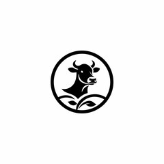 cow animal milk beef logo design symbol