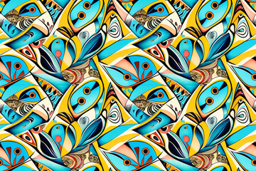 Fototapeta premium Stylish butterfly and floral patterns in vibrant colors for fabric and wallpaper design