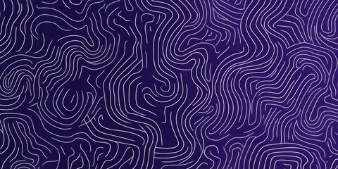 Minimalistic Blue and White Contour Pattern on Dark Purple Background