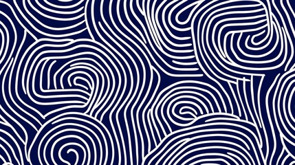 Optical Illusion Pattern in Blue and White on Navy Background