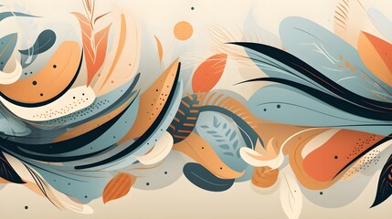 Depict vector abstract patterns inspired by nature, with elements like leaves, flowers, and waves that bring a touch of the outdoors