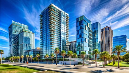 Obraz premium Macro Photography of Modern Buildings in Diagonal Mar, Barcelona – Architectural Details and Urban Design Elements