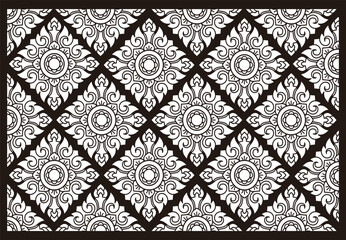 Geometric Indonesian batik motifs with distinctive Balinese floral pattern