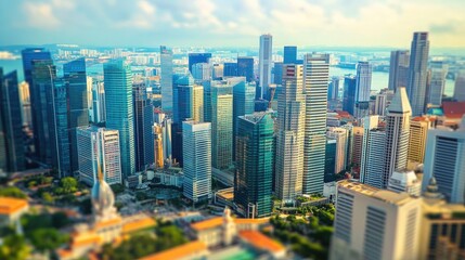 Fototapeta premium Aerial View of Modern Urban Skyline with Skyscrapers