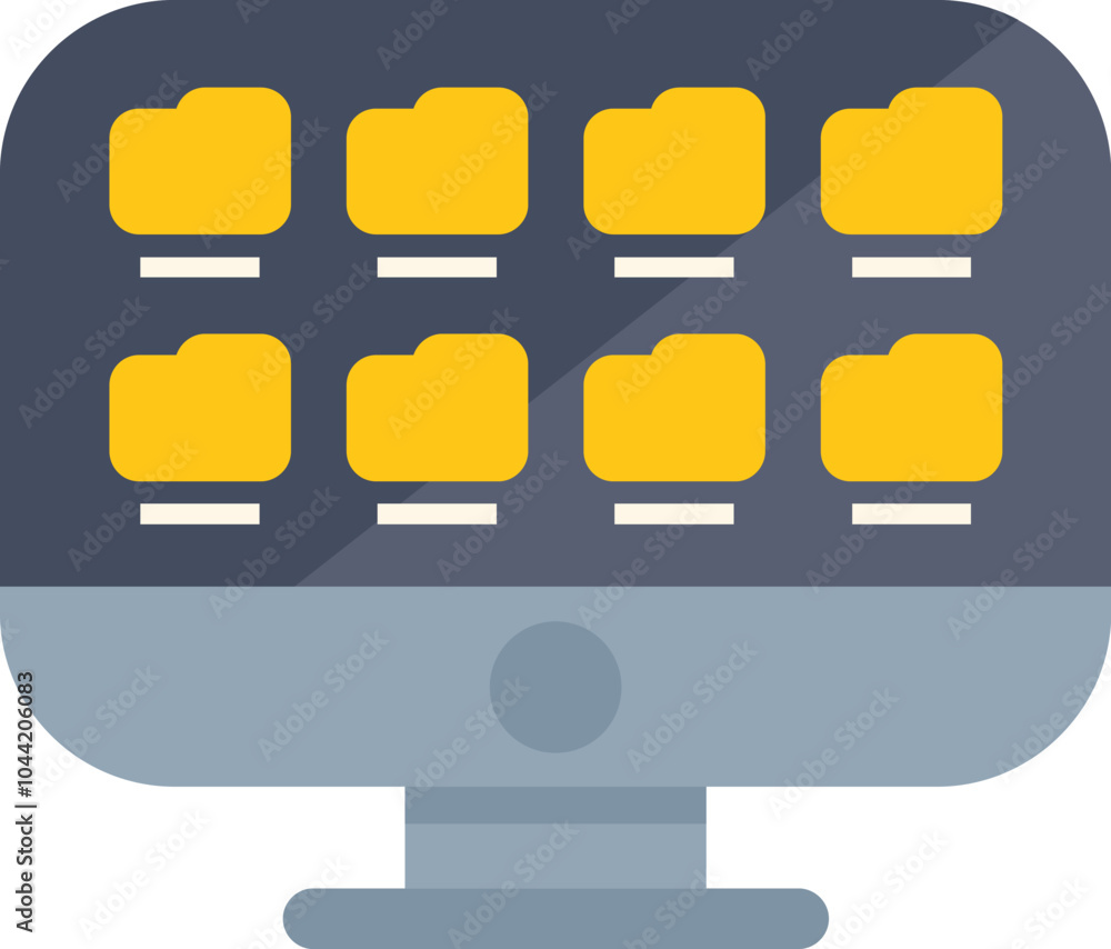 Poster this vector illustration shows a desktop computer screen with multiple folder icons, representing th