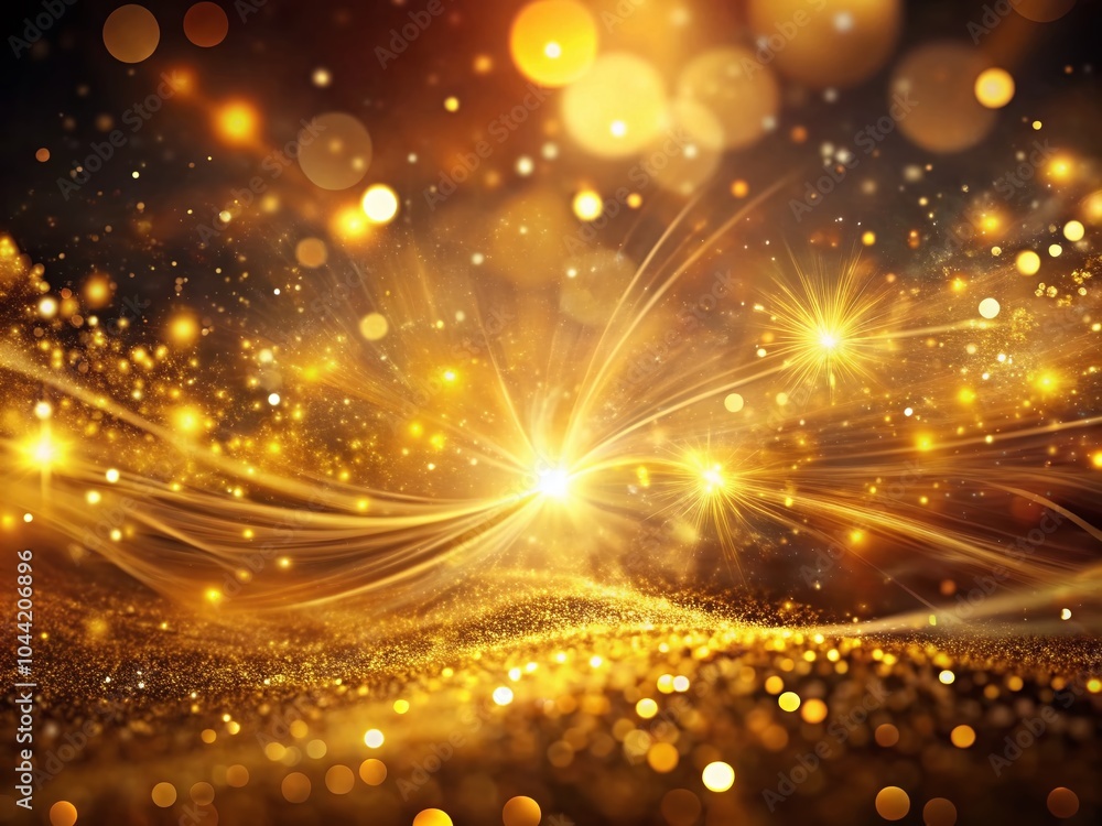 Poster mesmerizing abstract image of golden light streaks and sparkling particles creating a warm magical a