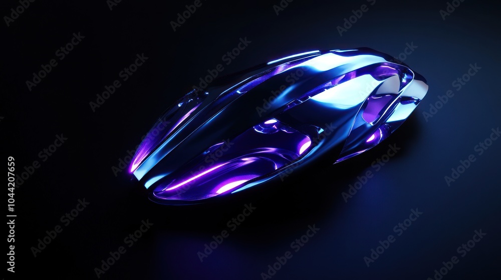 Poster a futuristic computer mouse with a sleek design and vibrant lighting effects.