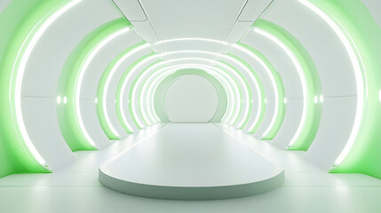 Fototapeta premium Green sci-fi futuristic passage