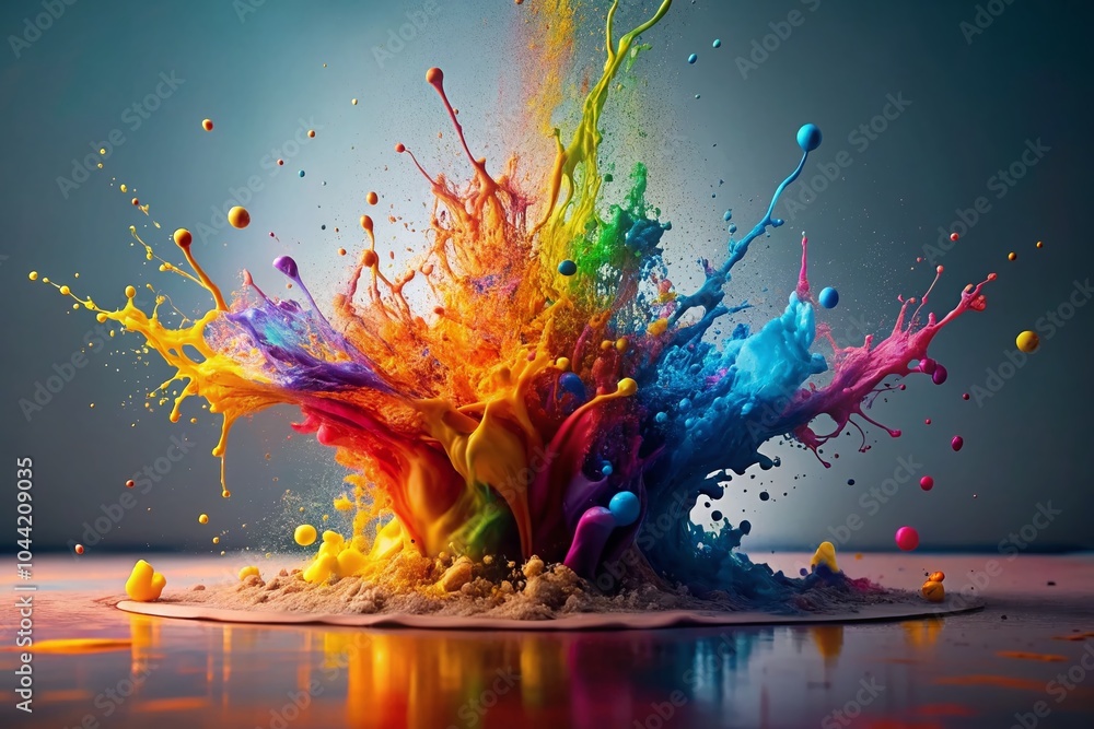 Poster minimalist splatter animation visual effect for dynamic artistry and creative design