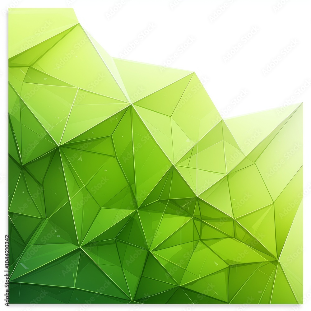 Poster geometric pattern of vibrant green triangular shapes creating a fresh and modern look.