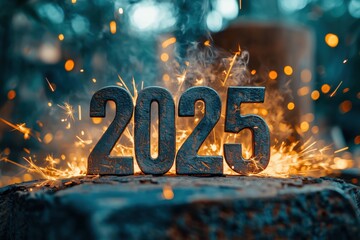 2025 in funkelnder Feuerwerk-Inszenierung