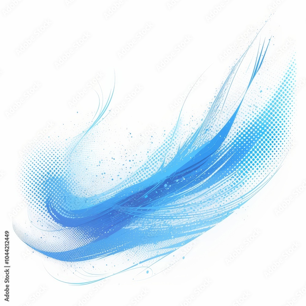 Aufkleber abstract blue wave design with flowing lines and dotted texture, creating a sense of motion and eleg