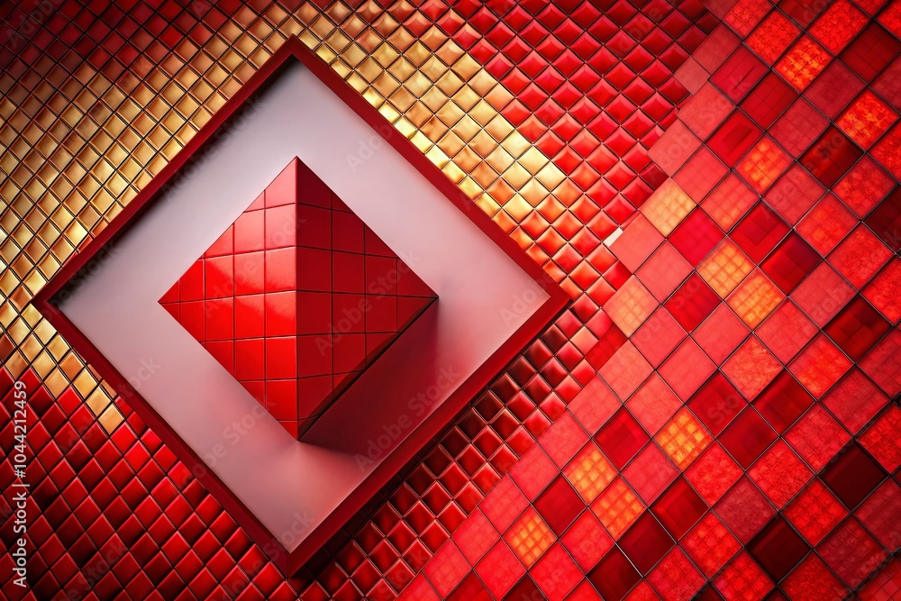 Poster modern red square pattern banner design for minimalist abstract background with copy space
