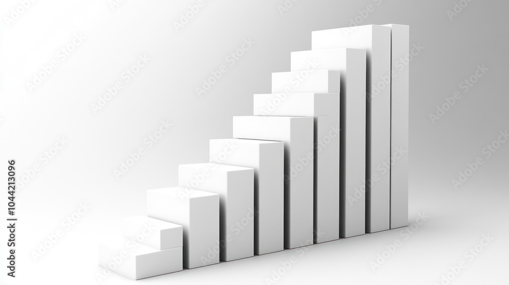 Poster a 3d bar graph representing growth with ascending steps.