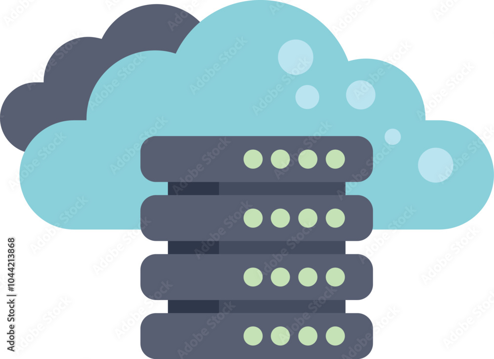 Poster cloud computing icon representing data storage on a network server