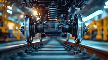 modern railway wheels on railroad