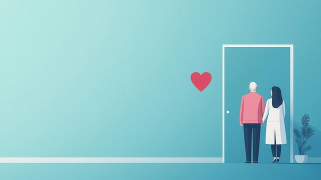 Elderly couple attending a routine health check together, supportive environment