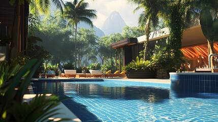 Obraz premium The resort's luxurious pool bar