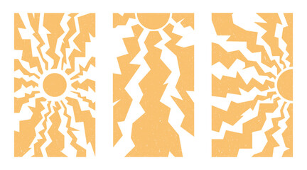 Retro banner with sun and rays in retro electric jagged style	