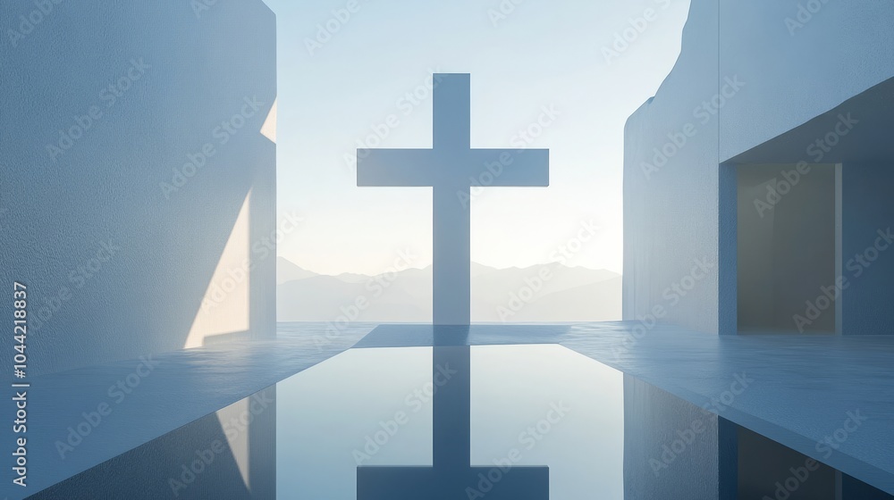 Poster minimalistic holy cross with reflection