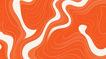 Hand-drawn flat pattern of orange and white continuous lines with an undulating texture, creating a flowing and intricate design.