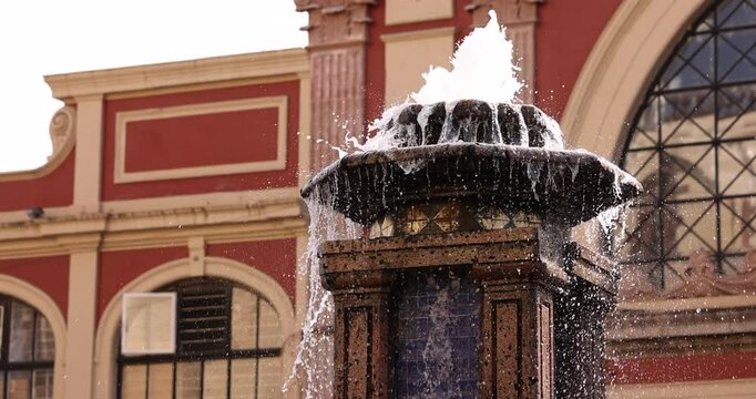 Afternoon view of a park fountain in central historic Zamora, Michoac&aacute;n, Mexico.