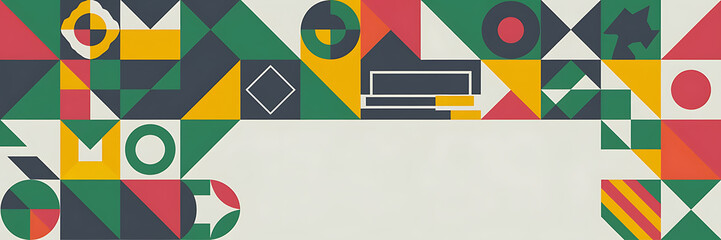 Abstract geometric shapes in yellow  green  and red for modern design projects   