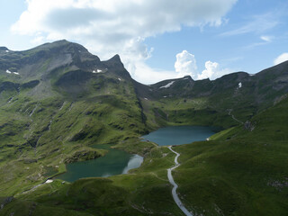 Aerial Drone Shot of Bachalpsee and the Swiss Alps in Grindelwald