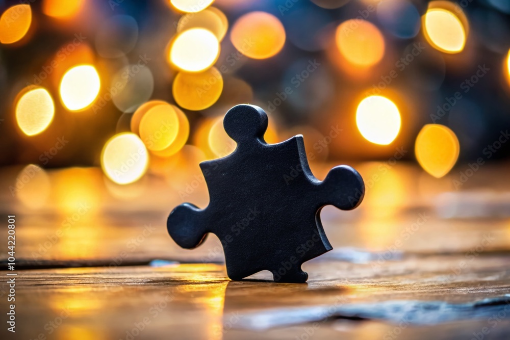 Aufkleber puzzle piece solution concept - black icon for problem solving and strategy analysis