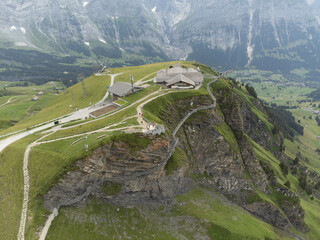 Aerial Panorama of The Cliff First Walk in Grindelwald, Switzerland