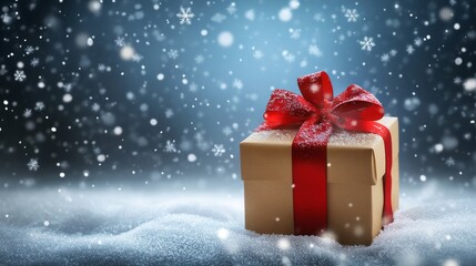 christmas gift box with snowflakes. xmas background