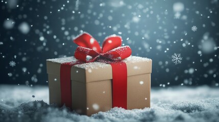 christmas gift box with snowflakes. xmas background