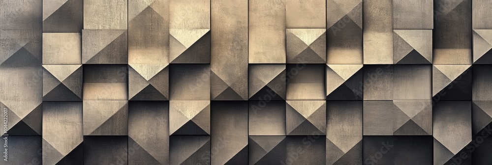 Aufkleber The artwork features an intricate arrangement of squares and rhombuses, showcasing various shades of a single color for a striking appearance. Generative AI