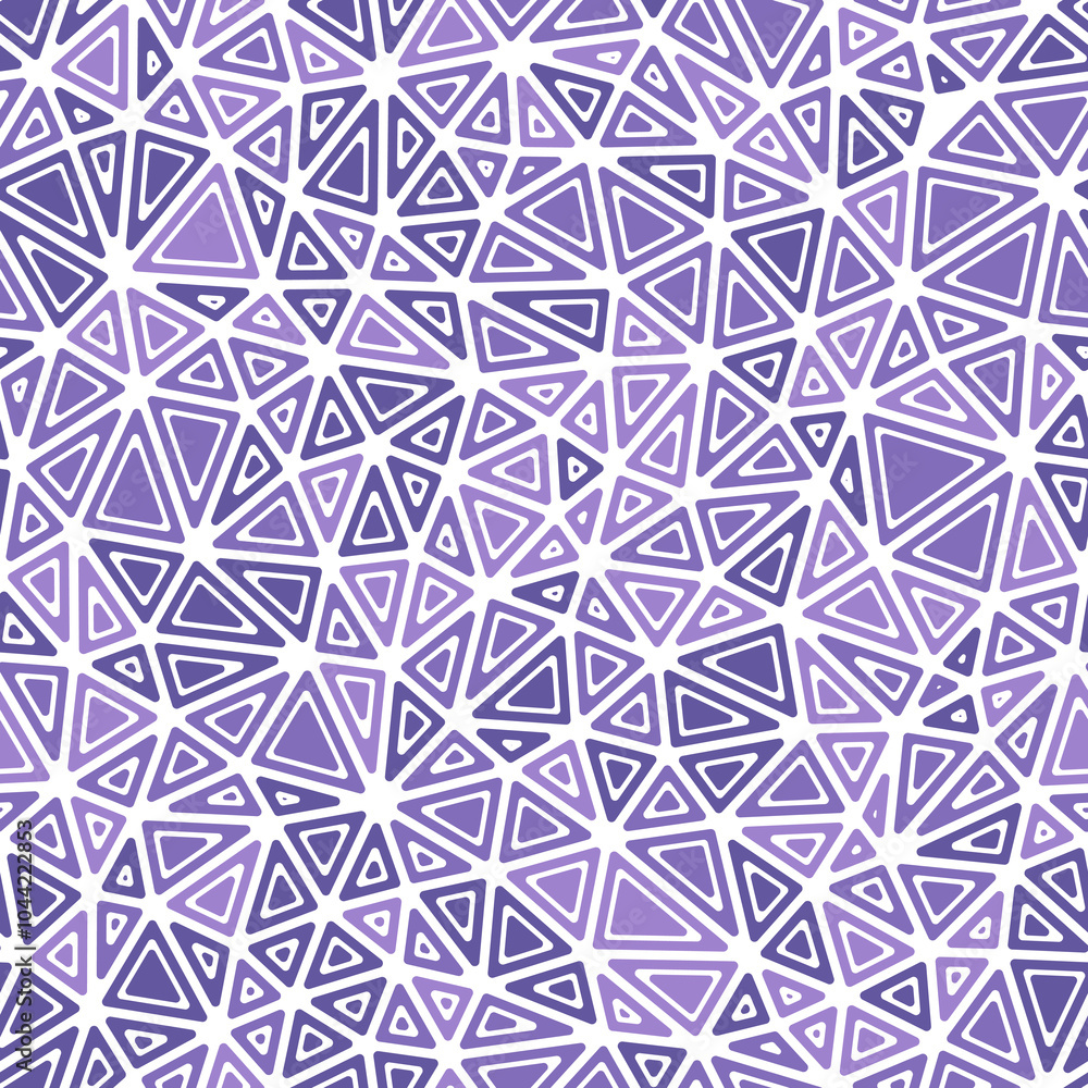 Poster abstract geometric seamless pattern with vibrant purple triangles in rounded frames. compact triangl