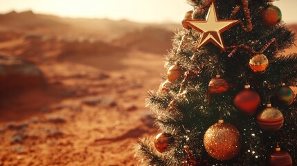 christmas tree on mars, abstract background with xmas tree