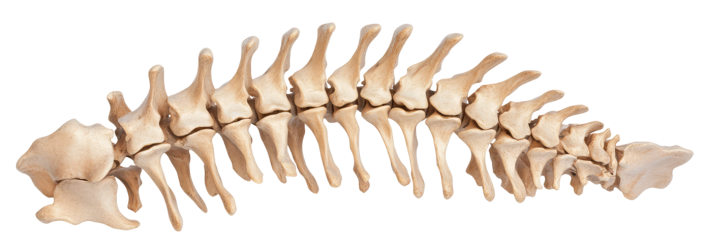 Spine bones on transparent cutout background, PNG file. Mockup clipart template