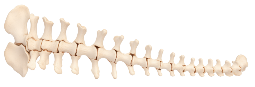 Spine bones on transparent cutout background, PNG file. Mockup clipart template
