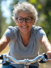 Obraz premium Active Senior Cyclist in Rural Setting