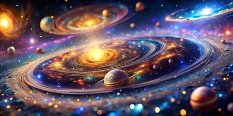 Obraz premium Stunning 3D Universe Loop Background in Tilt-Shift Style for High-Quality Visuals