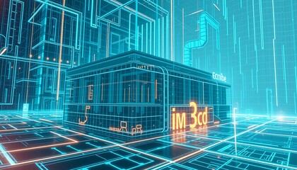 Futuristic Technology Background with Glowing Circuits and Digital Data Streams	