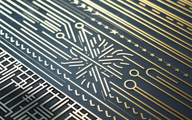 Abstract geometric gold and blue pattern for modern technology and design   